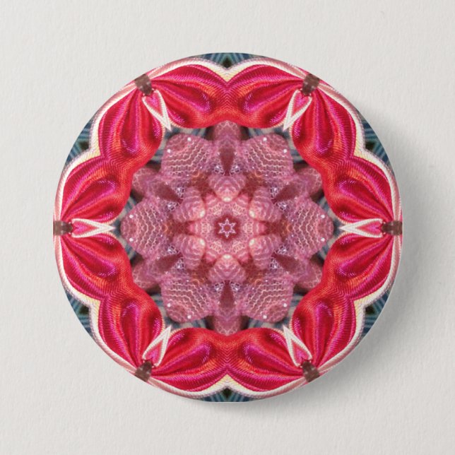 ~ White Pink Green BLING ~ Button (Front)