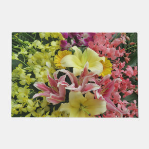 white + pink, green + purple, flower + blossom, as doormat