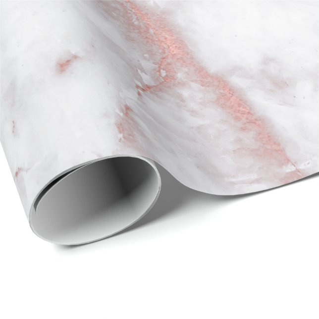 White Pink Grey Marble Shiny  Brushes Stone White Wrapping Paper (Roll Corner)