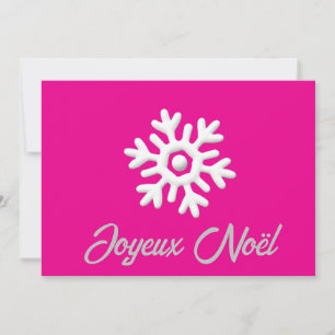 White Pink Grey snowflake Merry Christmas Holiday Card