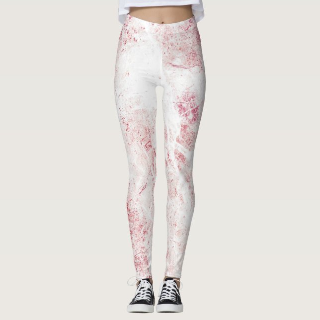 White Pink Grunge Marble Texture   Leggings (Front)