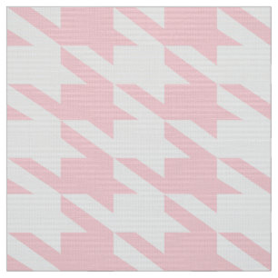 White & Pink Houndstooth Seamless Pattern Fabric