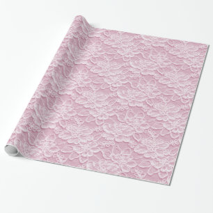 White & Pink Lace Texture Wrapping Paper