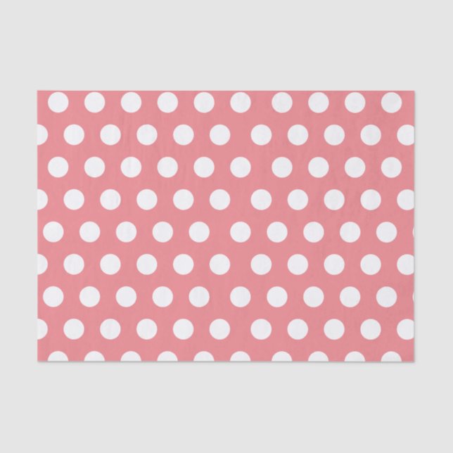 White & Pink Large Medium Polka Dot Party Tissue Paper (Front)