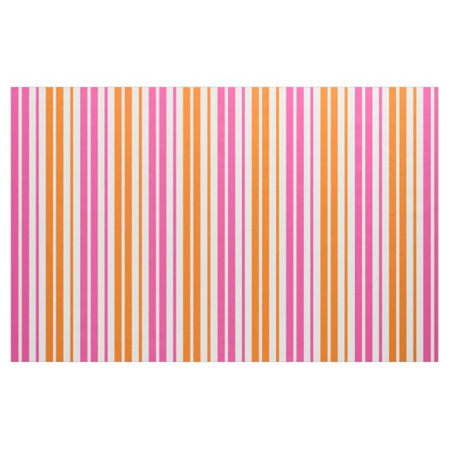 White Pink Orange Vertical Stripes Design   Fabric (Fat Quarter)
