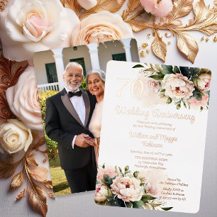 White  Pink Peonies 70th Wedding Anniversary Party