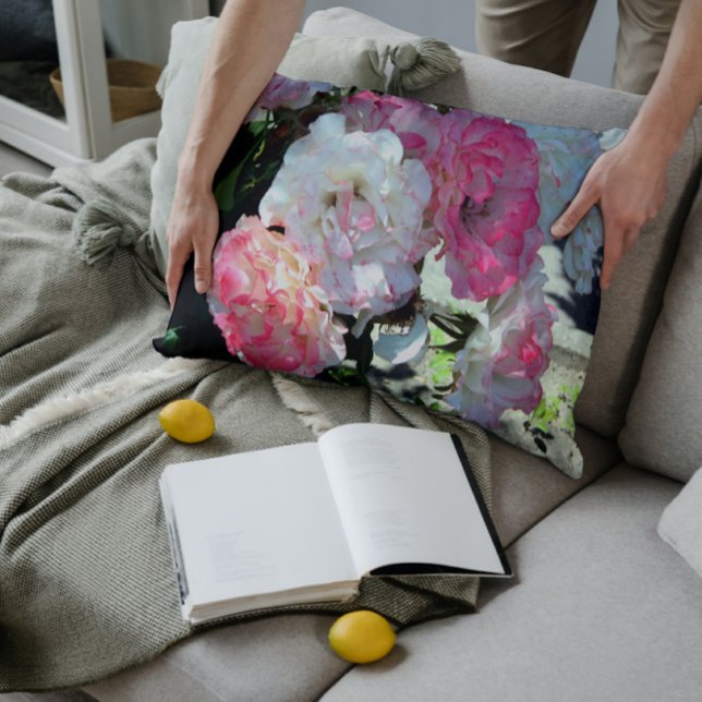 white pink peonies lumbar cushion (Creator Uploaded)