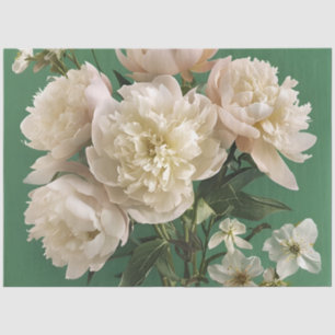 White/ Pink Peonies With Spring Flowers Decoupage Tissue Paper