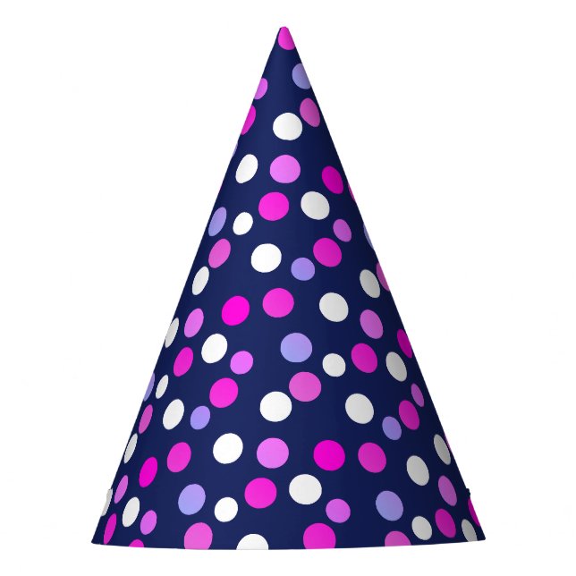 White Pink Purple Blue Circles Balls Paper Cap Hat (Front)