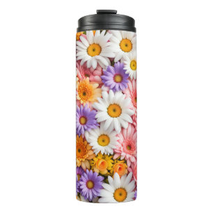 White Pink Purple Daisies - Thermal Tumbler