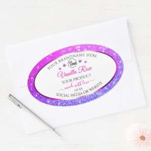 White Pink Purple Glitter Product Labels with Logo