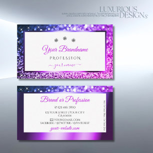White Pink Purple Ombre Sparkling Glitter Jewels Business Card