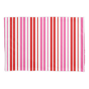 White Pink Red Vertical Stripes Design   Pillowcase
