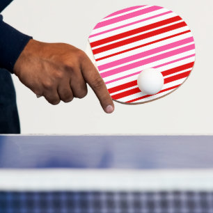 White Pink Red Vertical Stripes Design Ping Pong Paddle