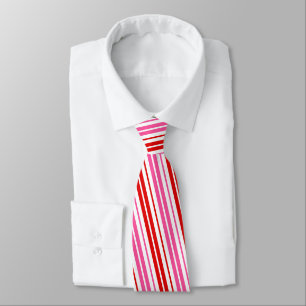 White Pink Red Vertical Stripes Design   Tie