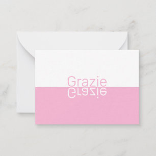 White & Pink Reflection Modern Italian Thank You Card