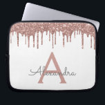 White Pink Rose Gold Glitter Sparkle Monogram Laptop Sleeve<br><div class="desc">White and Pink - Rose Gold Faux Dripping Modern and Elegant Girly Glitter and Sparkle Elegant Monogram Case. This case can be customised to include your initial and first name.</div>