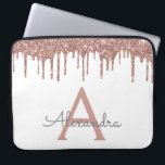White Pink Rose Gold Glitter Sparkle Monogram Laptop Sleeve<br><div class="desc">White and Pink - Rose Gold Faux Dripping Modern and Elegant Girly Glitter and Sparkle Elegant Monogram Case. This case can be customised to include your initial and first name.</div>