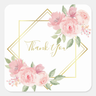 White pink rose square sticker