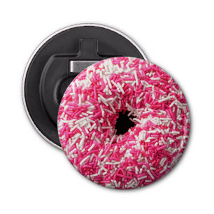 White Pink Sprinkles Doughnut Bottle Opener