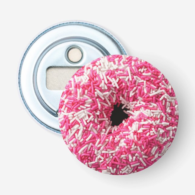 White Pink Sprinkles Doughnut Bottle Opener (Front)