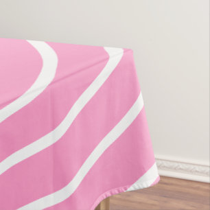White Pink Striped Tablecloth Heart - Choose Colou