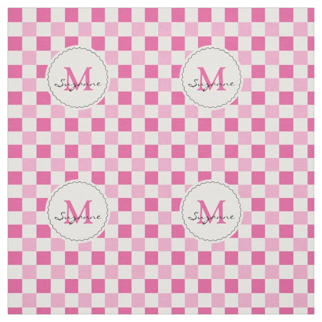 White Pink Tone Chequered Gingham Fabric (Swatch)