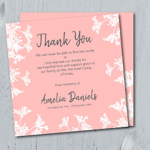 White & Pink Wildflower Funeral Thank You Card