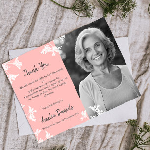 White & Pink Wildflower Funeral Thank You Card