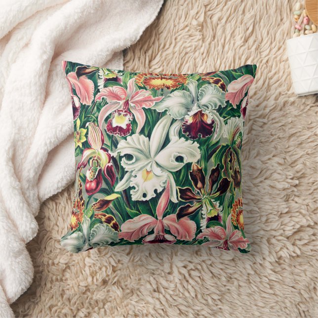 White Pink Yellow Green Orchid Pattern Cushion (Blanket)