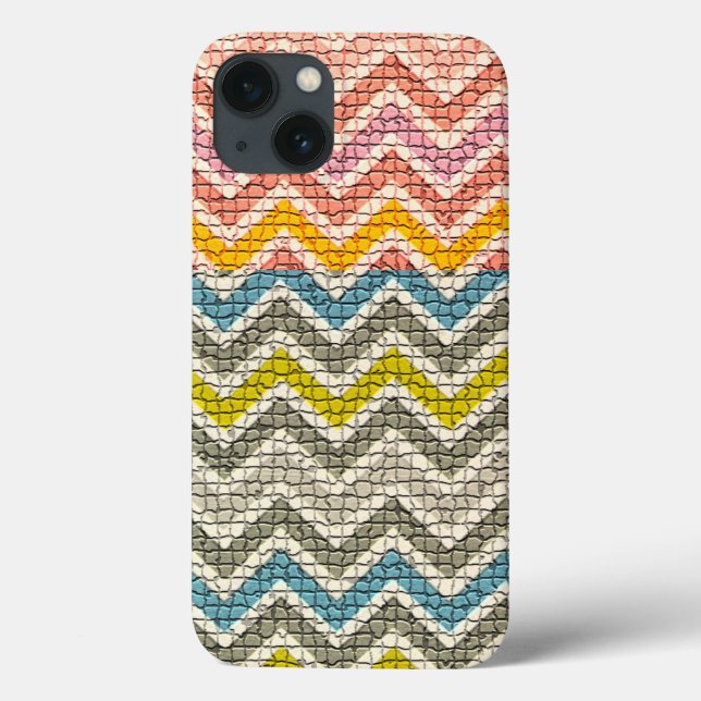 WHITE PINK YELLOW GREY BLUE MOSAIC CHEVRONS Case-Mate iPhone CASE (Back)