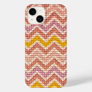 WHITE PINK YELLOW MOSAIC CHEVRONS Case-Mate iPhone 14 CASE