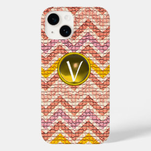 WHITE PINK YELLOW MOSAIC CHEVRONS GEM MONOGRAM Case-Mate iPhone 14 CASE