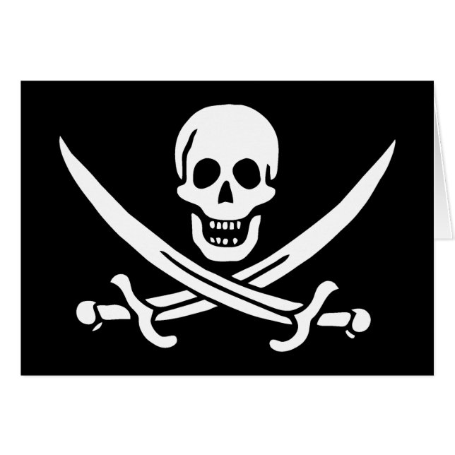 White, Pirate Flag Calico Jack, Skull & Cutlass  (Front Horizontal)