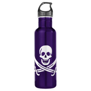 White, Pirate Flag Calico Jack, Skull & Cutlass  710 Ml Water Bottle