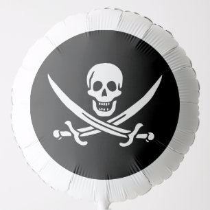 White, Pirate Flag Calico Jack, Skull & Cutlass  Balloon