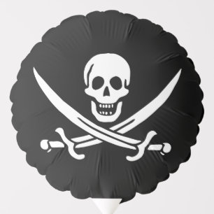 White, Pirate Flag Calico Jack, Skull & Cutlass  Balloon
