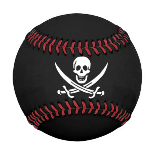 White, Pirate Flag Calico Jack, Skull & Cutlass  Baseball