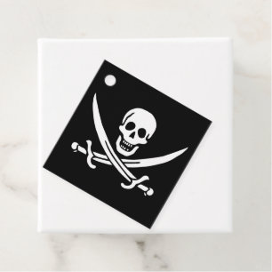 White, Pirate Flag Calico Jack, Skull & Cutlass  Favour Tags