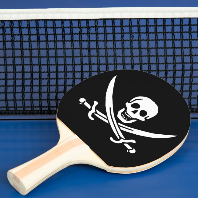 White, Pirate Flag Calico Jack, Skull & Cutlass  Ping Pong Paddle (Insitu)