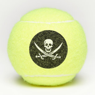 White, Pirate Flag Calico Jack, Skull & Cutlass Tennis Balls