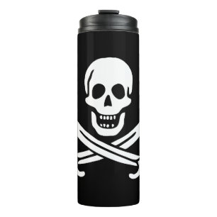White, Pirate Flag Calico Jack, Skull & Cutlass  Thermal Tumbler