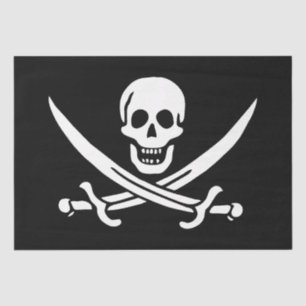 White, Pirate Flag Calico Jack, Skull & Cutlass Tissue Paper