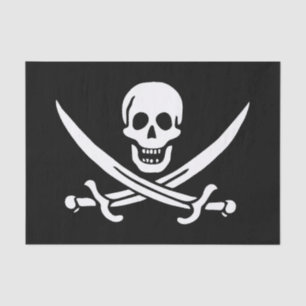 White, Pirate Flag Calico Jack, Skull & Cutlass  Tissue Paper