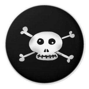 white pirate skulls cartoon ceramic knob