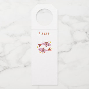 White Pisces, zodiac, star sign print Bottle Tag