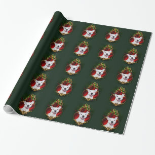 White pitbull Christmas Wrapping Paper