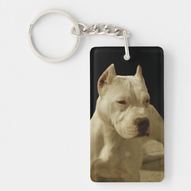 White Pitbull Key Ring (Front)