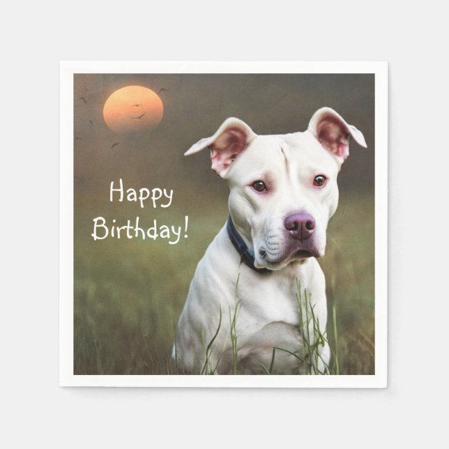 White Pitbull Paper Napkins (Front)