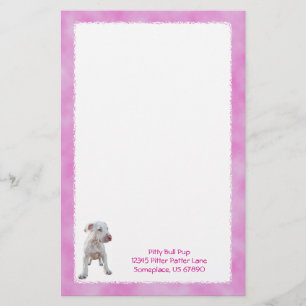 White Pitbull Puppy Stationery